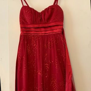 red glittery cocktail dress